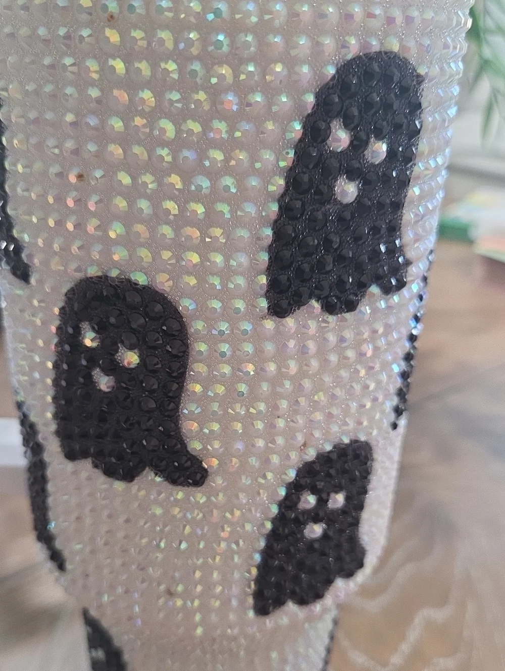 Rhinestone Ghost Tumbler with Handle